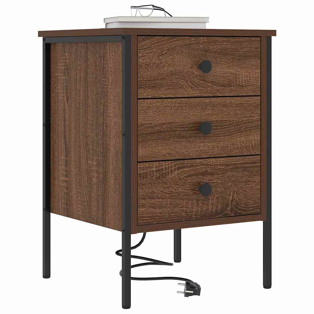Bedside Cabinet 2 pcs Brown oak 42 x 41 x 61 cm Engineered wood