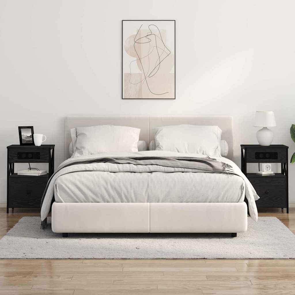 Bedside Cabinet Black oak 40 x 31 x 60 cm Engineered wood