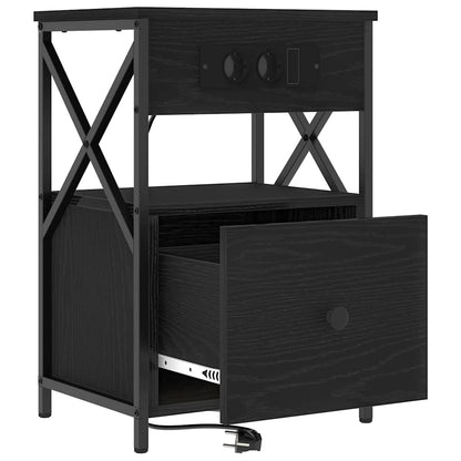 Bedside Cabinet Black oak 40 x 31 x 60 cm Engineered wood