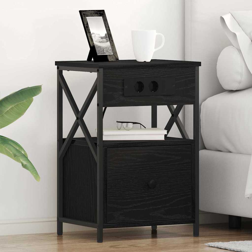 Bedside Cabinet 2 pcs Black oak 40 x 31 x 60 cm Engineered wood