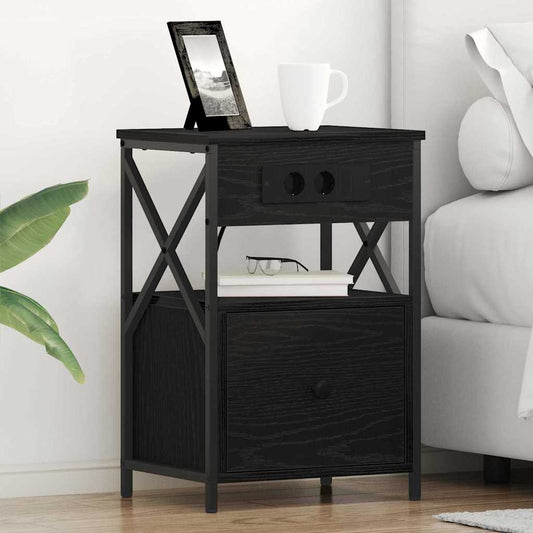 Bedside Cabinet 2 pcs Black oak 40 x 31 x 60 cm Engineered wood