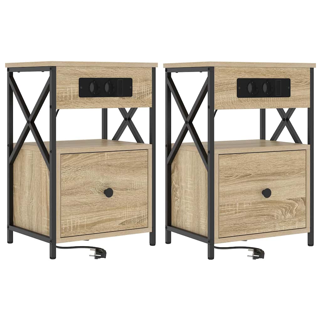 Bedside Cabinet with Drawer 2 pcs Sonoma oak 40 x 31 x 60 cm