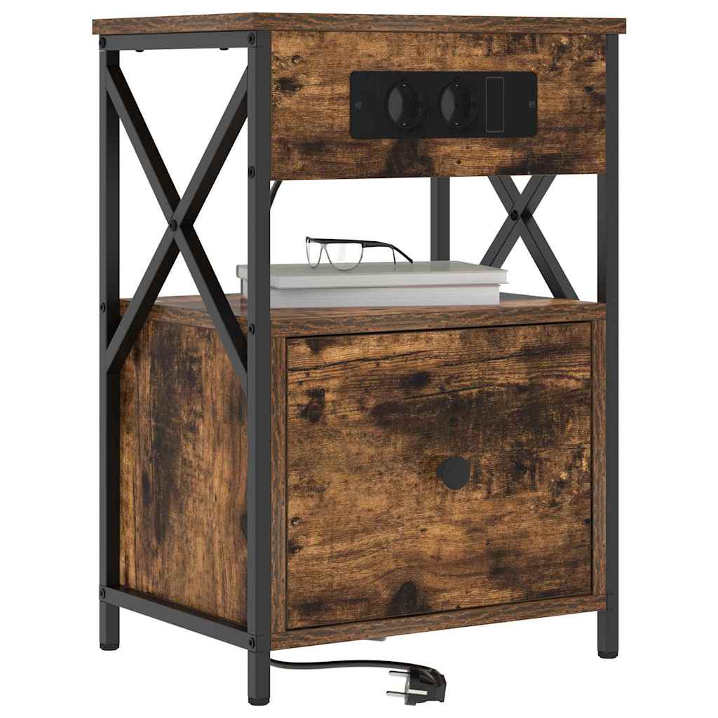 Bedside Cabinet Smoked oak 40 x 31 x 60 cm Engineered wood