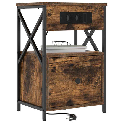 Bedside Cabinet Smoked oak 40 x 31 x 60 cm Engineered wood