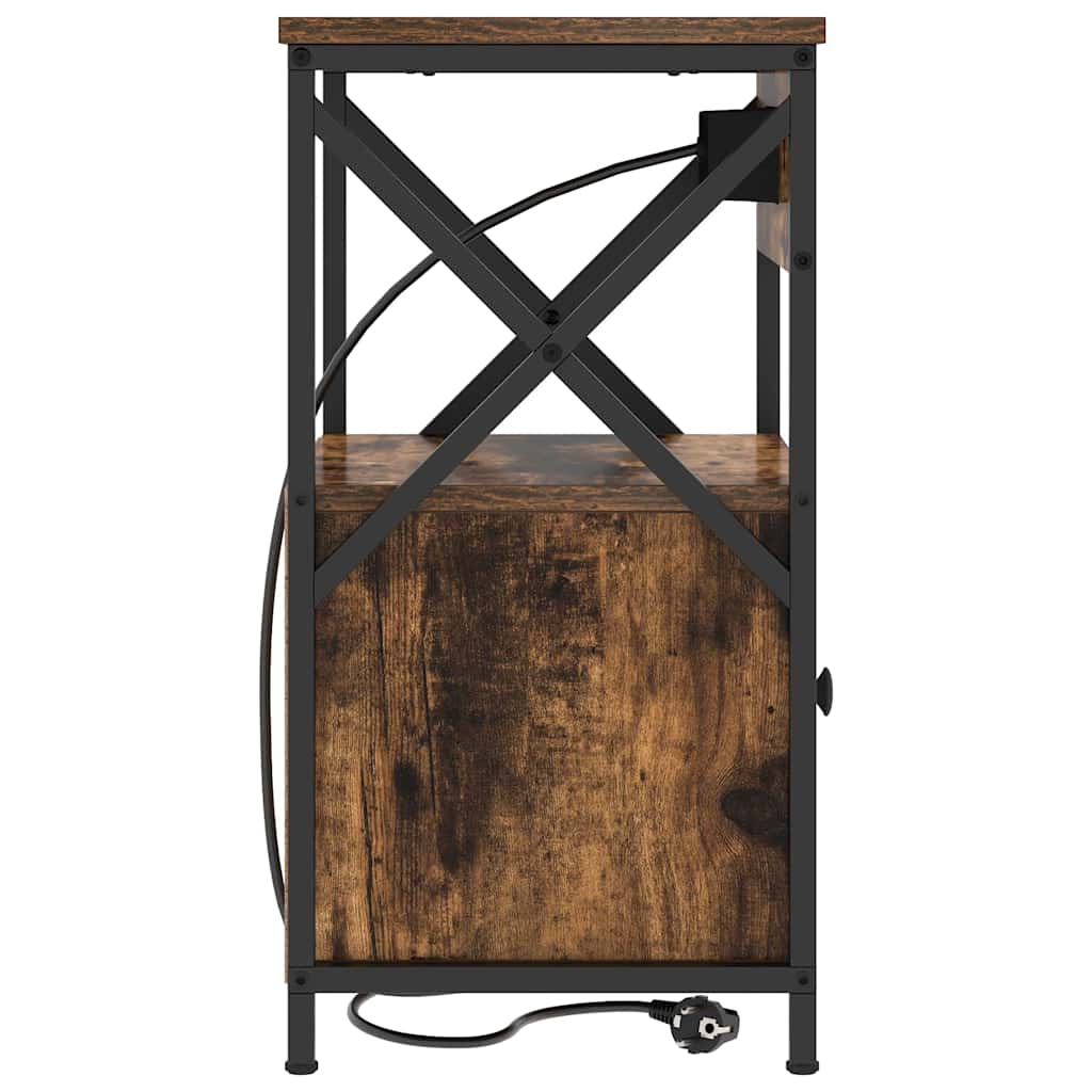 Bedside Cabinet Smoked oak 40 x 31 x 60 cm Engineered wood