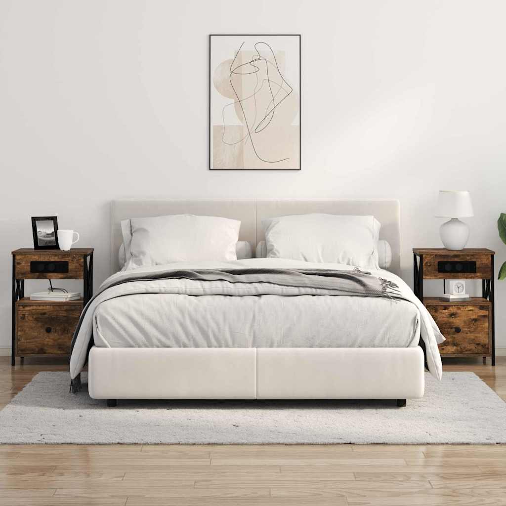 Bedside Cabinet with Drawer 2 pcs Smoked oak 40 x 31 x 60 cm