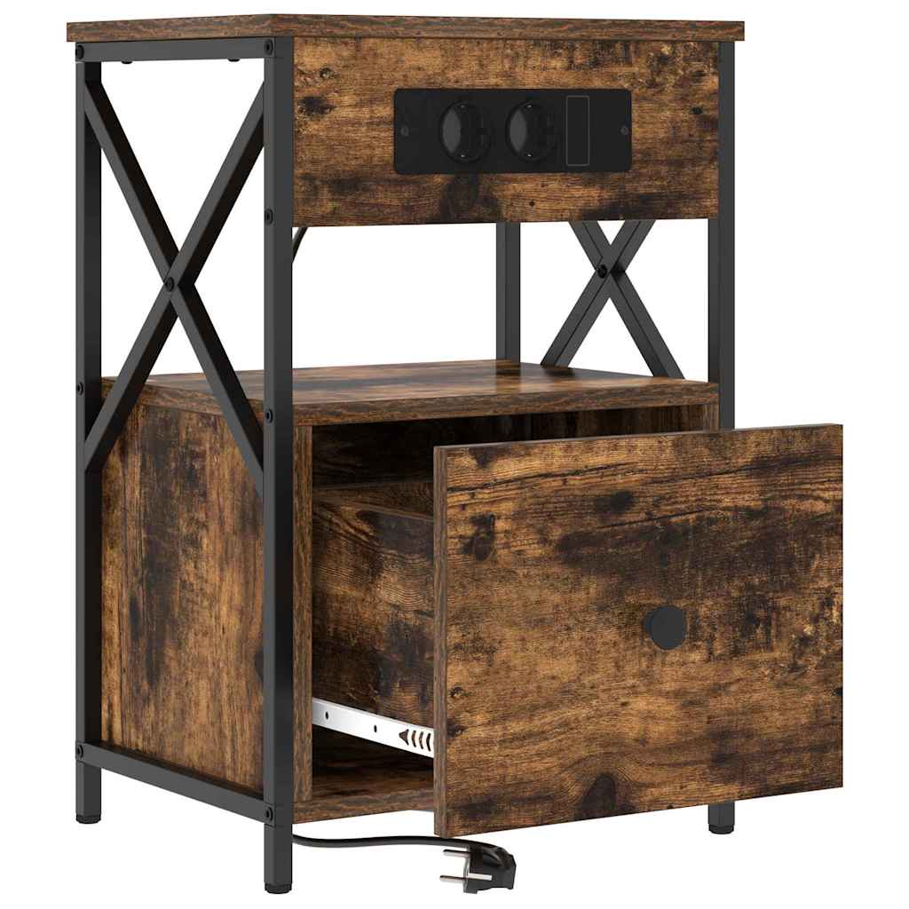 Bedside Cabinet with Drawer 2 pcs Smoked oak 40 x 31 x 60 cm