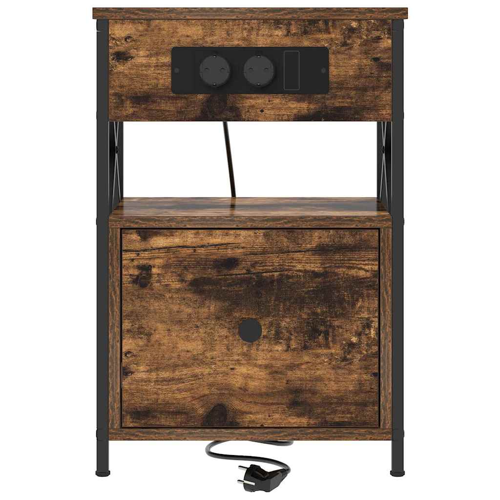 Bedside Cabinet with Drawer 2 pcs Smoked oak 40 x 31 x 60 cm