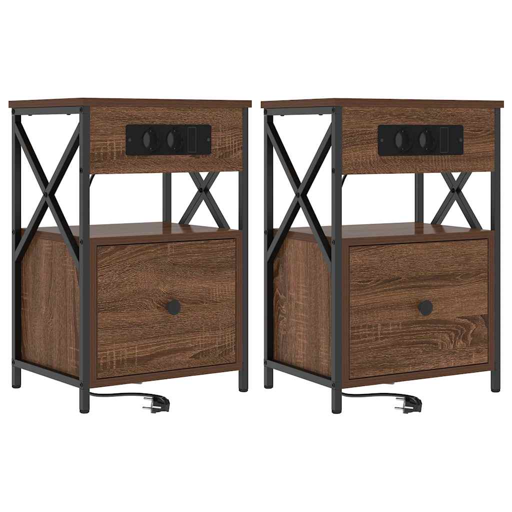 Bedside Cabinet 2 pcs Brown oak 40 x 31 x 60 cm Engineered wood