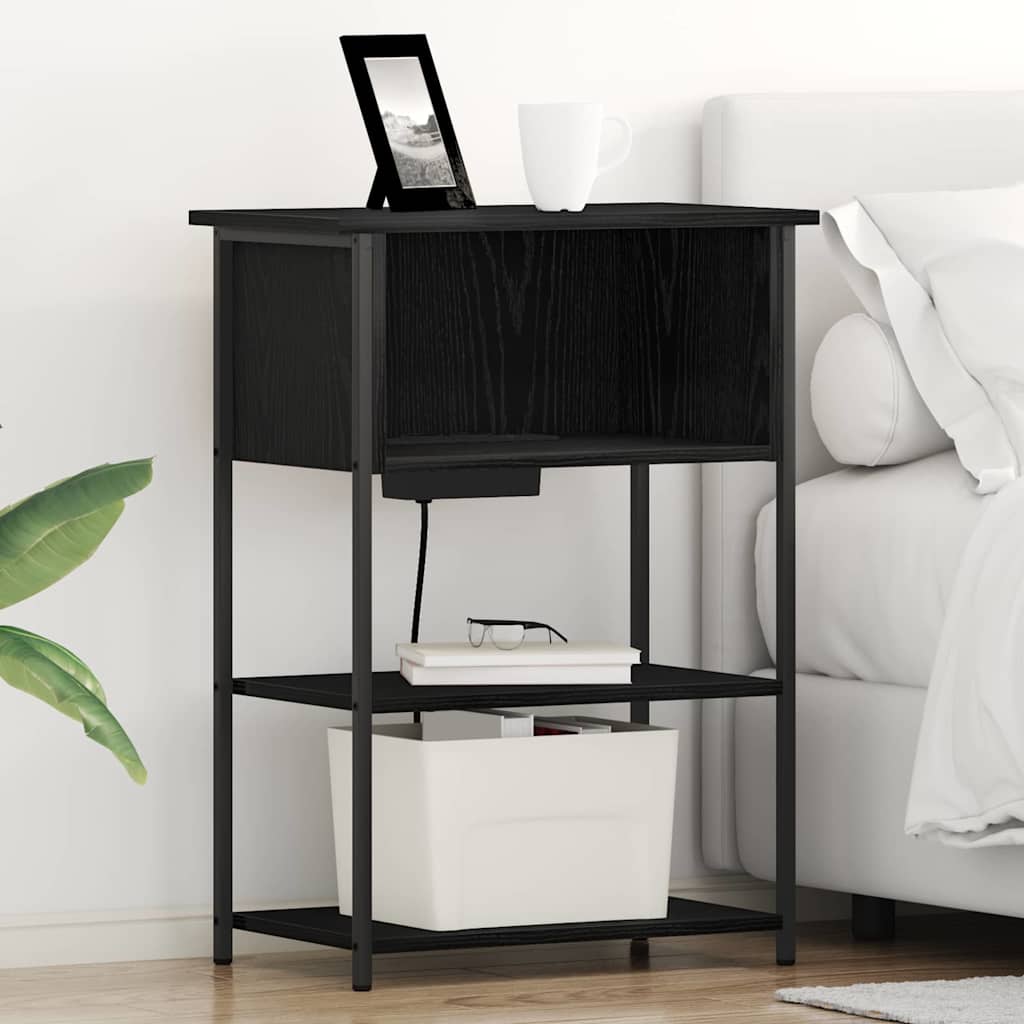 Bedside Cabinet Black oak 55 x 31 x 76 cm Engineered wood