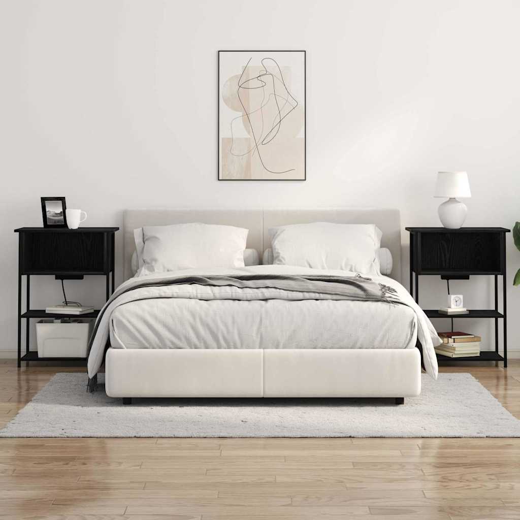 Bedside Cabinet Black oak 55 x 31 x 76 cm Engineered wood