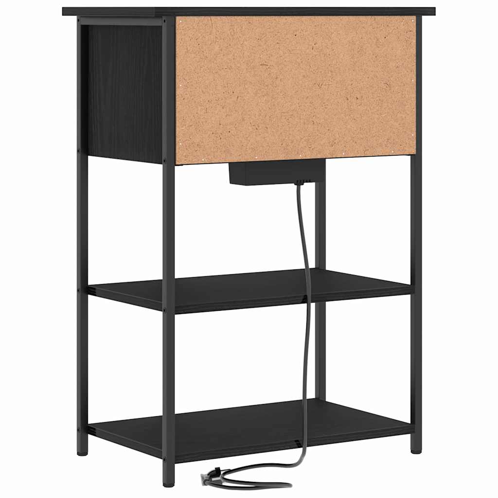 Bedside Cabinet Black oak 55 x 31 x 76 cm Engineered wood