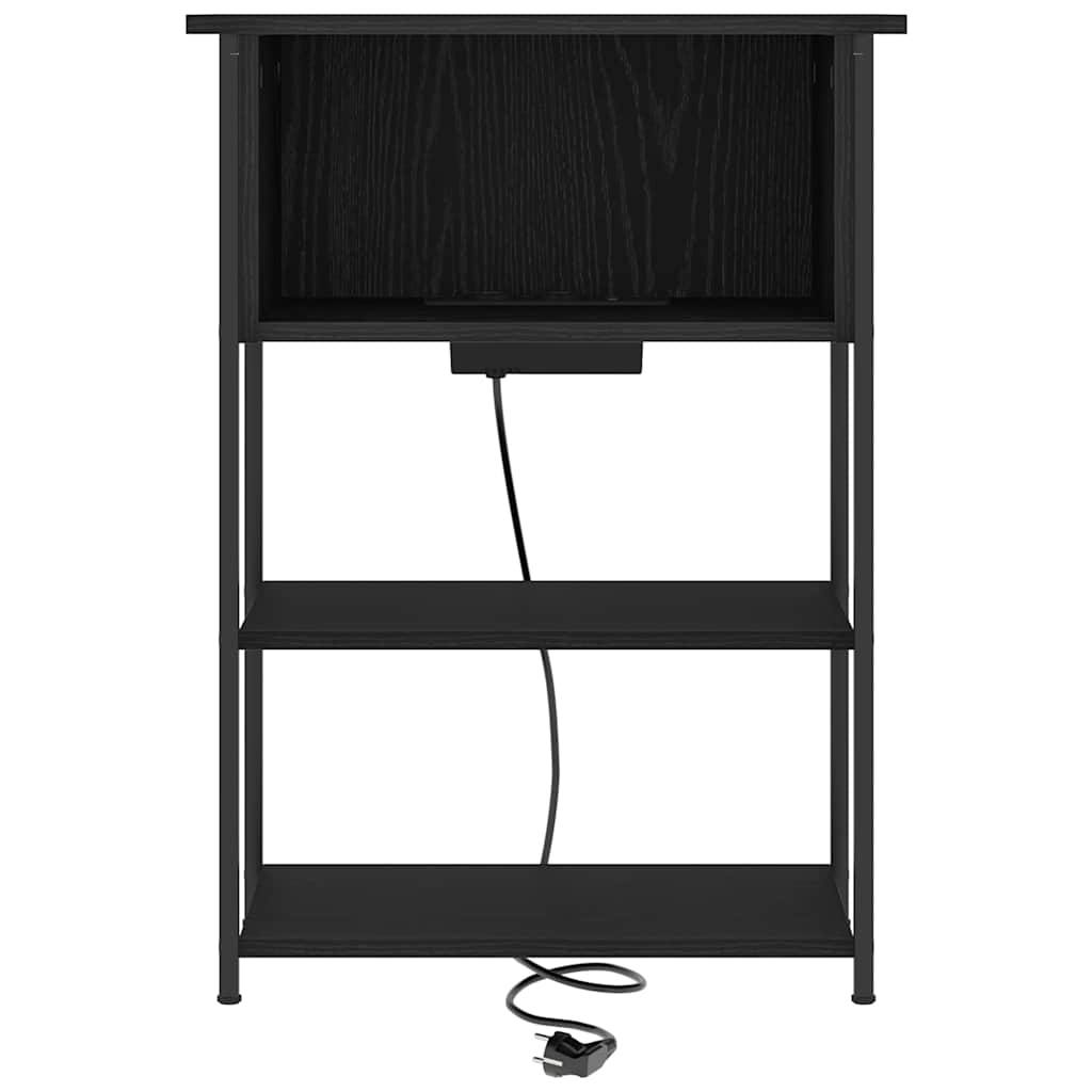 Bedside Cabinet Black oak 55 x 31 x 76 cm Engineered wood