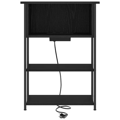 Bedside Cabinet Black oak 55 x 31 x 76 cm Engineered wood