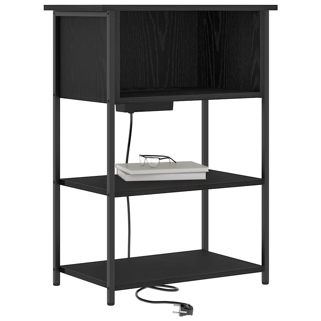 Bedside Cabinet Black oak 55 x 31 x 76 cm Engineered wood