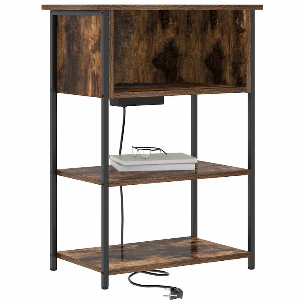 Bedside Cabinet Smoked oak 55 x 31 x 76 cm Engineered wood