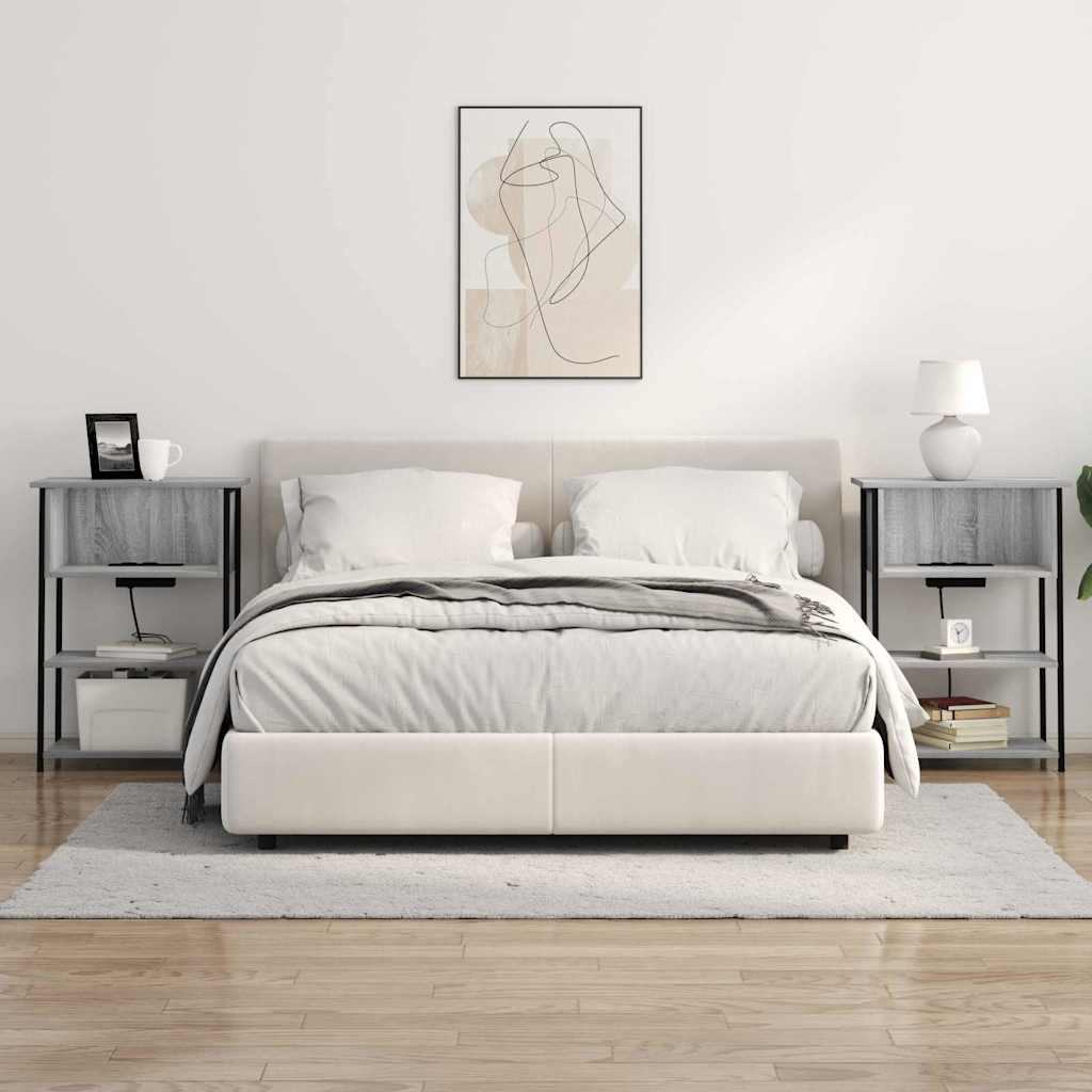 Bedside Cabinet Grey sonoma 55 x 31 x 76 cm Engineered wood