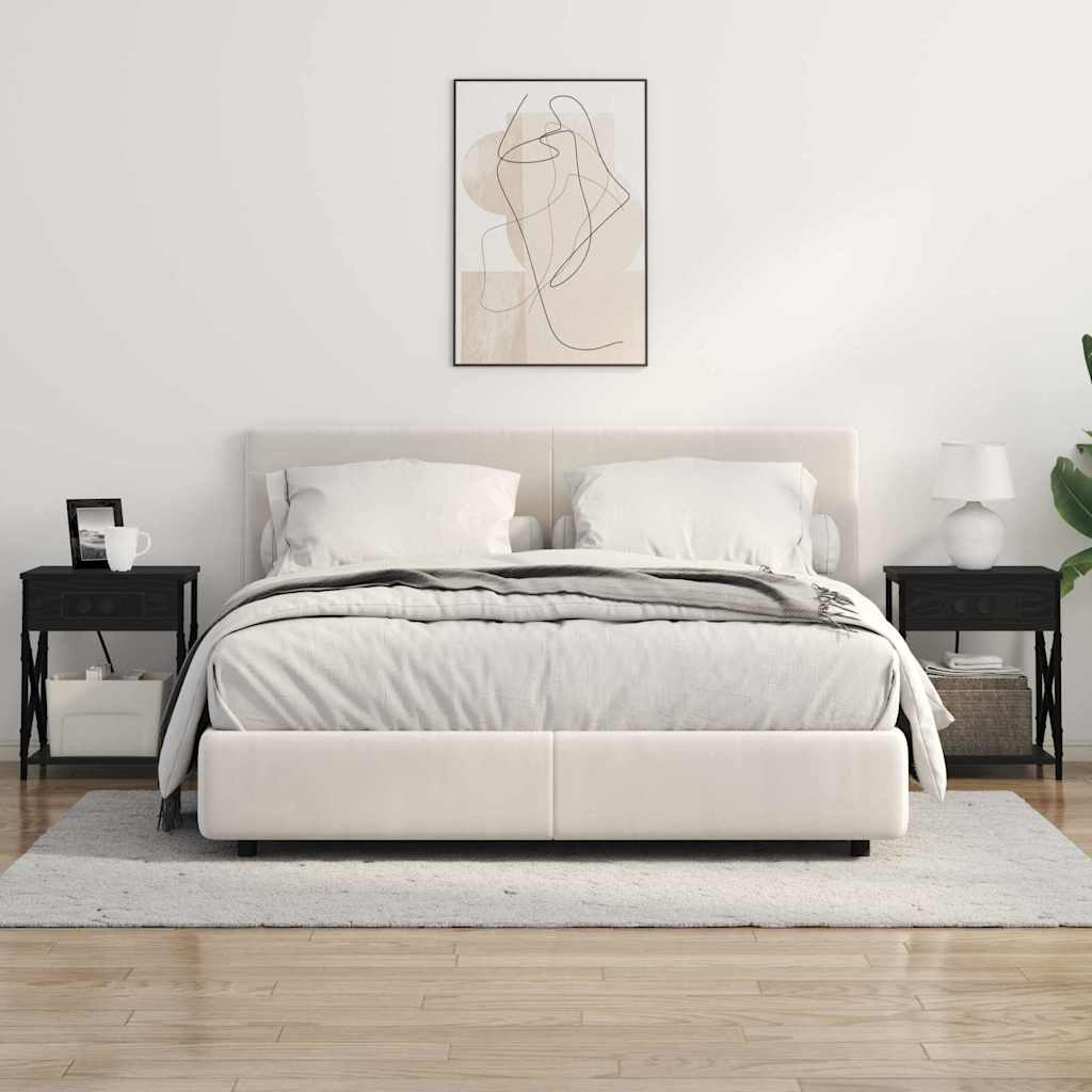 Bedside Cabinet with Charging Station 2 pcs Black oak