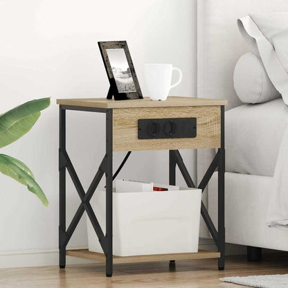 Bedside Cabinet with Charging Station Sonoma oak