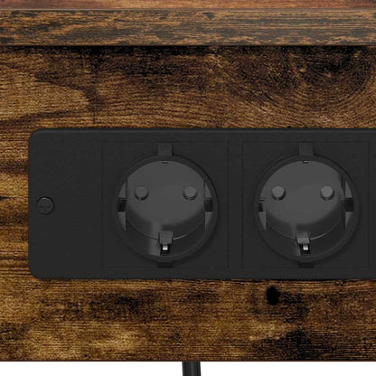 Bedside Cabinet with Charging Station Smoked oak