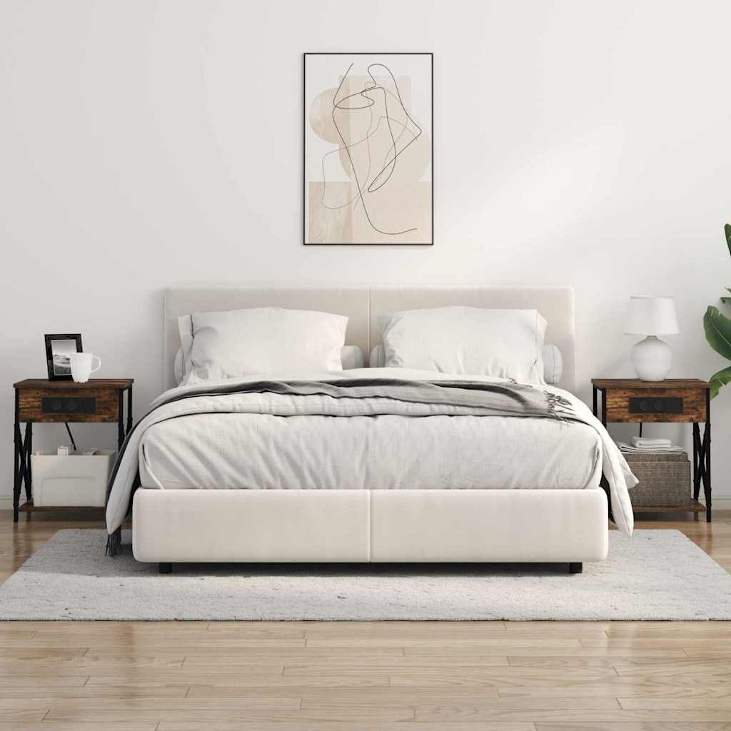 Bedside Cabinet with Charging Station 2 pcs Smoked oak