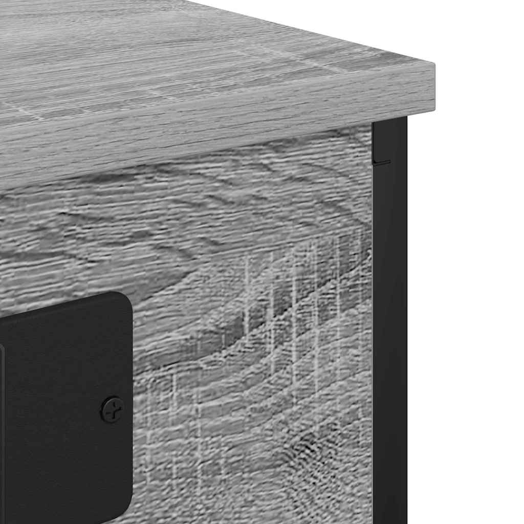 Bedside Cabinet with Charging Station Grey sonoma