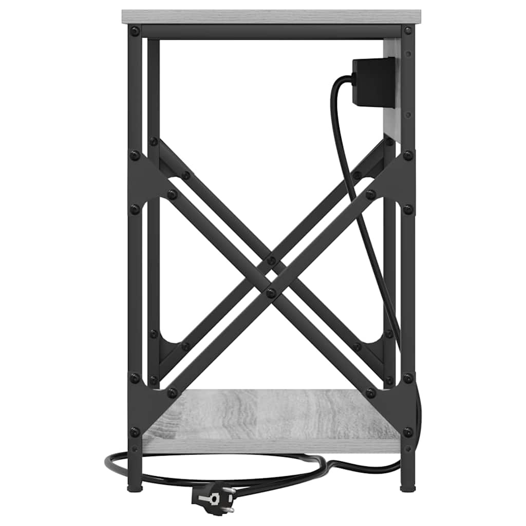 Bedside Cabinet with Charging Station 2 pcs Grey sonoma