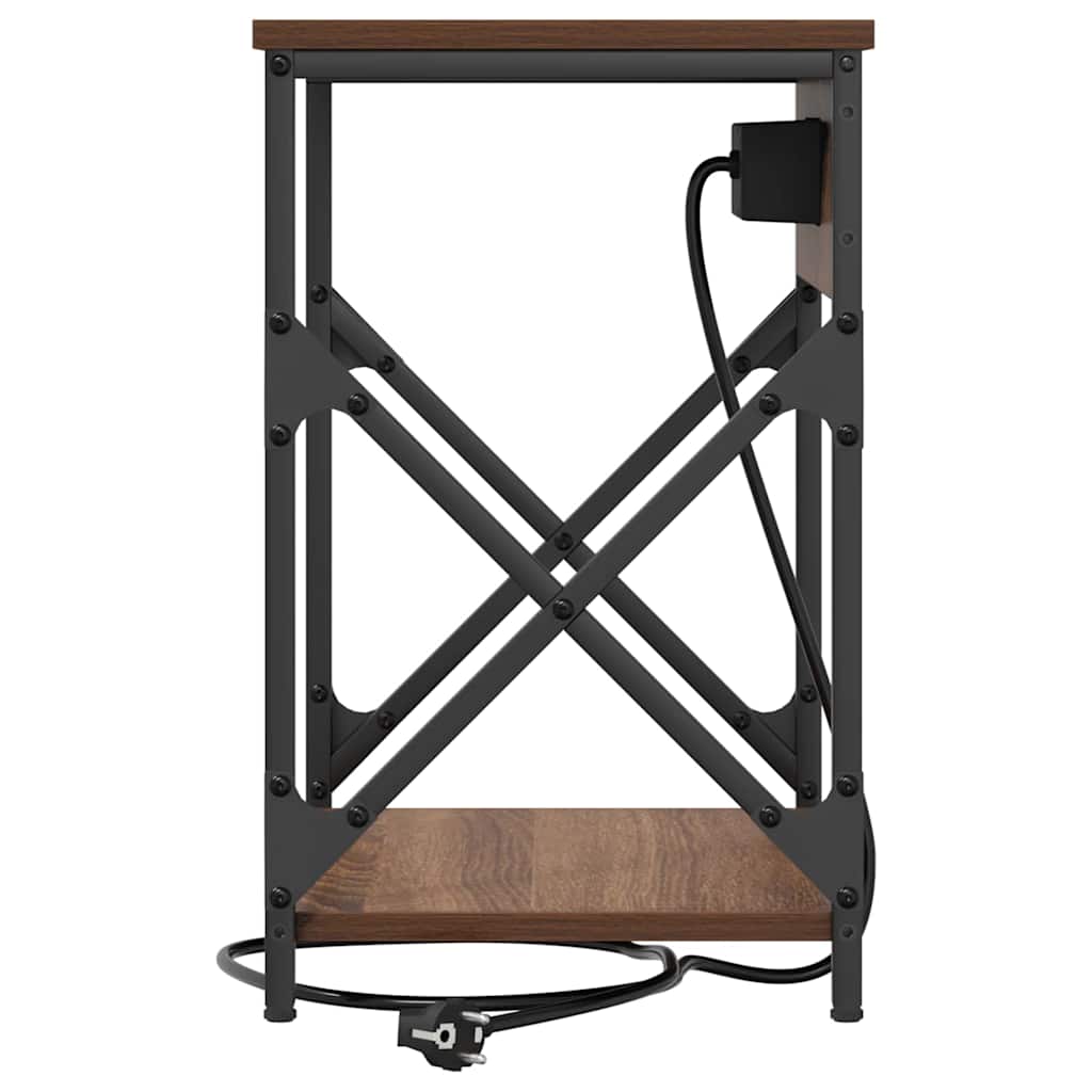Bedside Cabinet with Charging Station Brown oak 41 x 31 x 51 cm