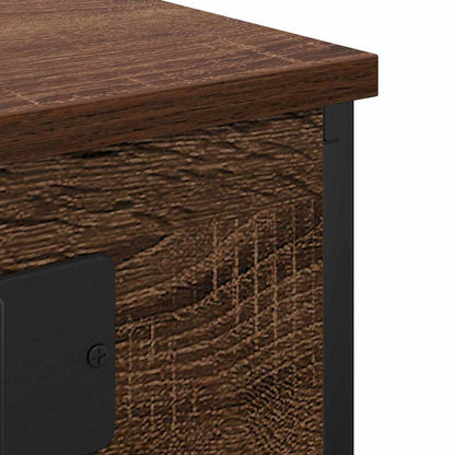 Bedside Cabinet with Charging Station 2 pcs Brown oak