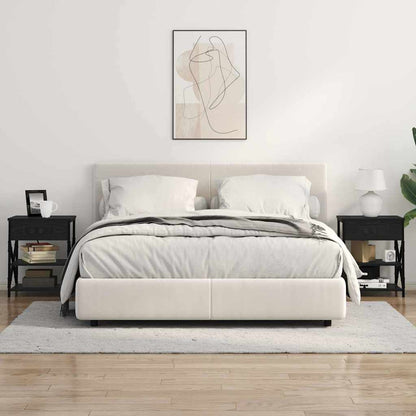 Bedside Cabinet with Charging Station Black oak Engineered Wood