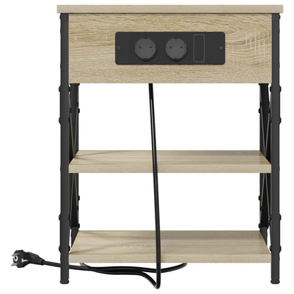 Bedside Cabinet with Charging Station with Shelf Sonoma oak