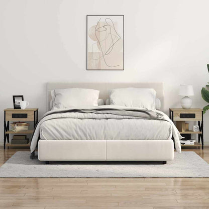 Bedside Cabinet with Charging Station with Shelf Sonoma oak