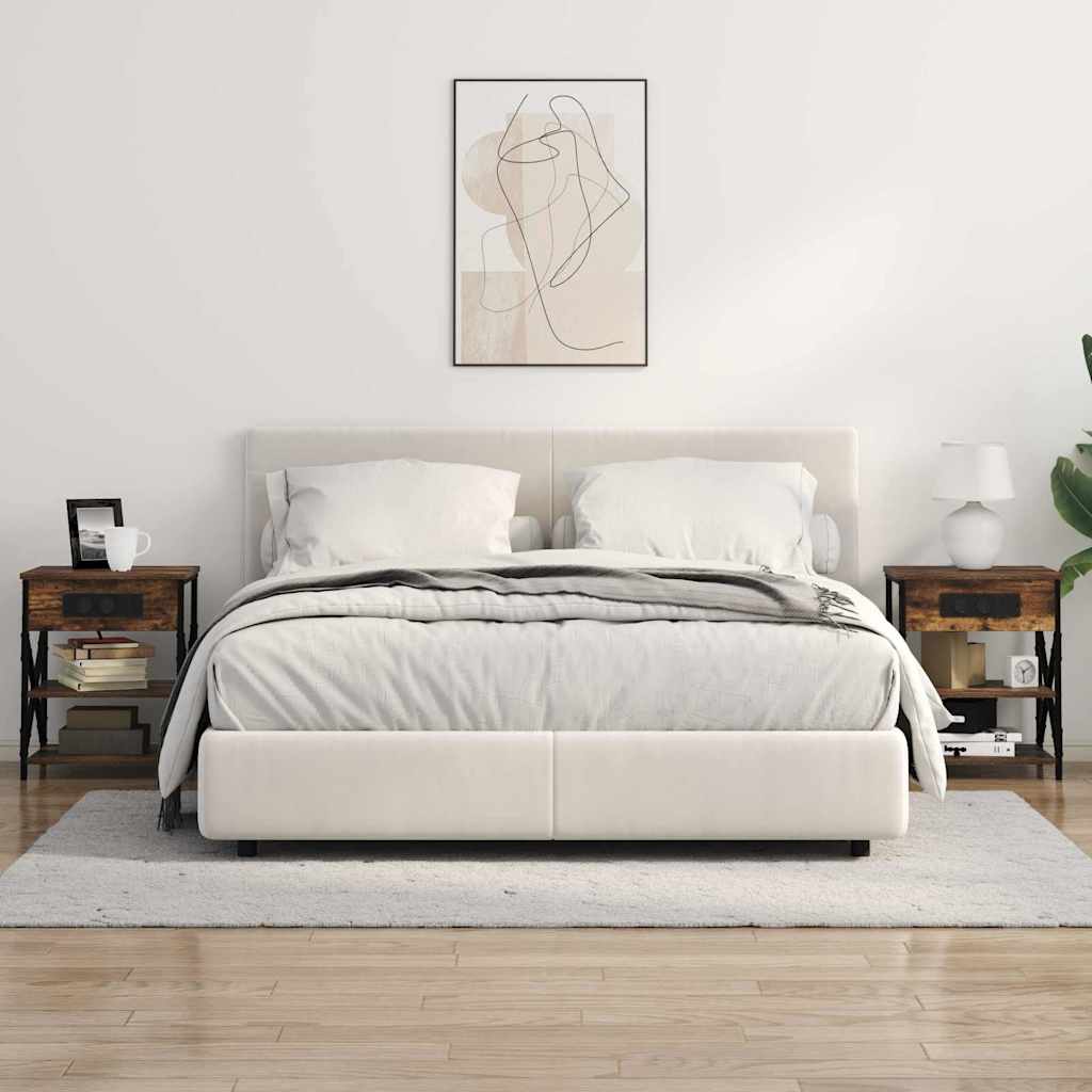 Bedside Cabinet with Charging Station with Shelf Smoked oak