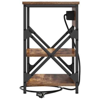 Bedside Cabinet with Charging Station with Shelf Smoked oak