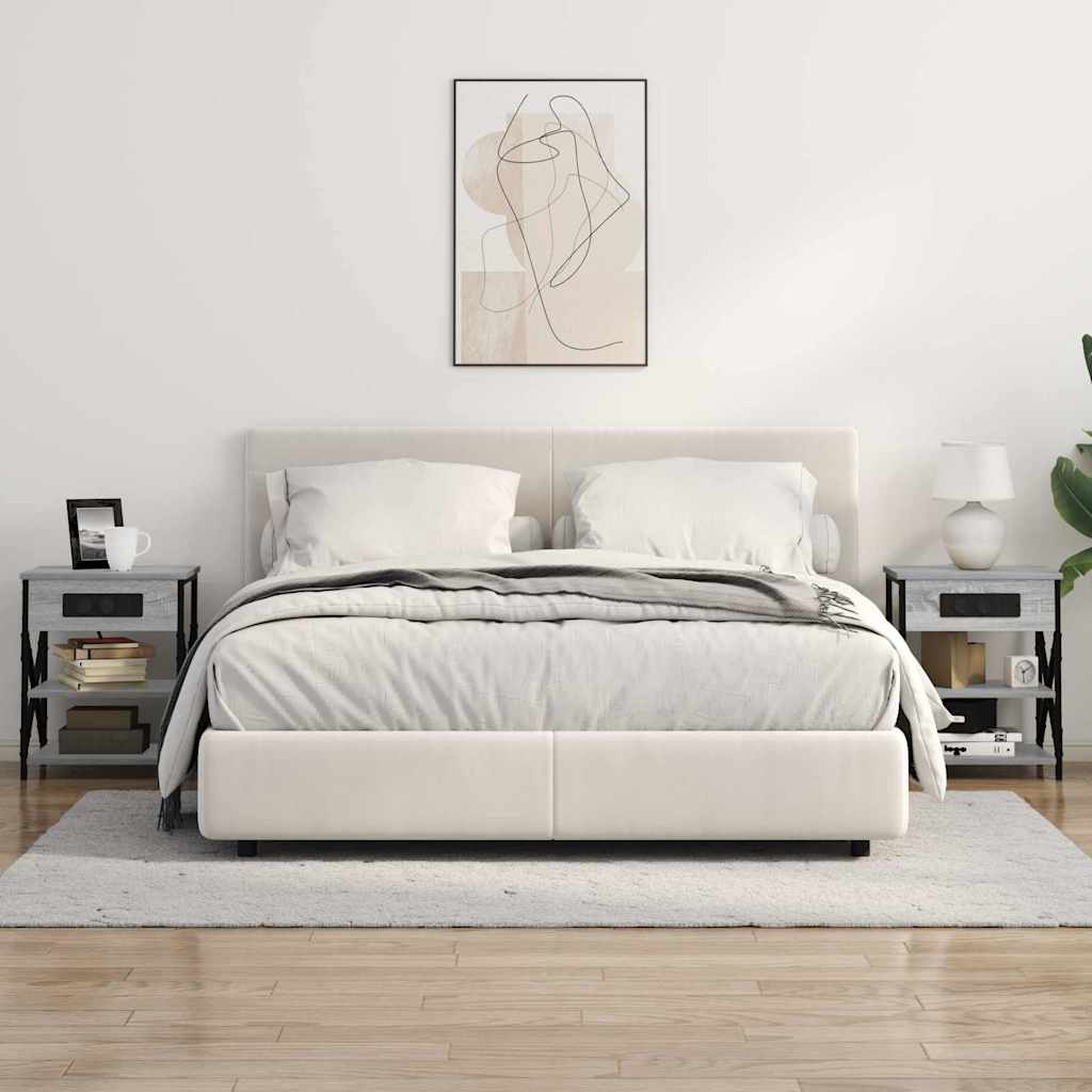 Bedside Cabinet with Charging Station with Shelf Grey sonoma