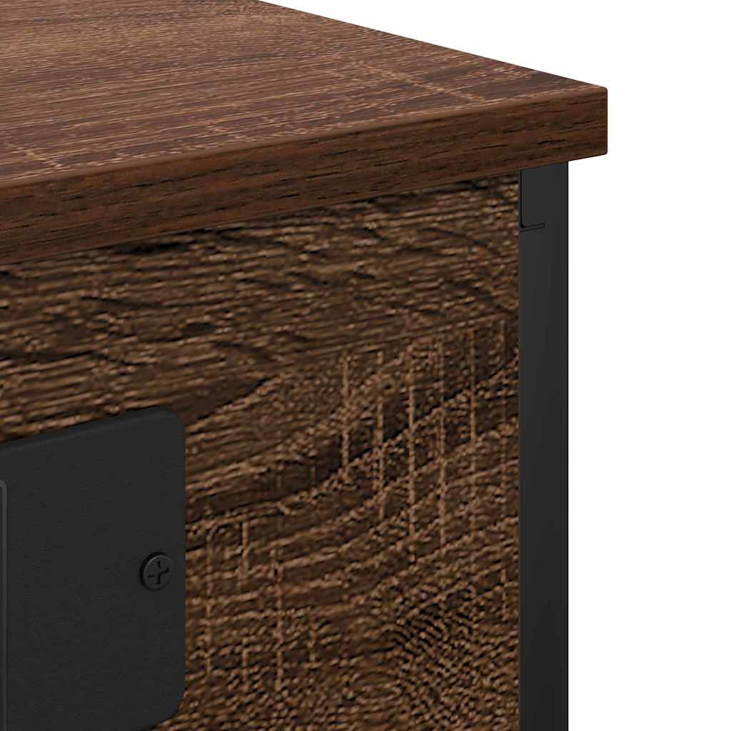 Bedside Cabinet with Charging Station Brown oak Engineered Wood