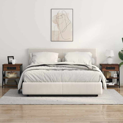 Bedside Cabinet with Charging Station Brown oak Engineered Wood