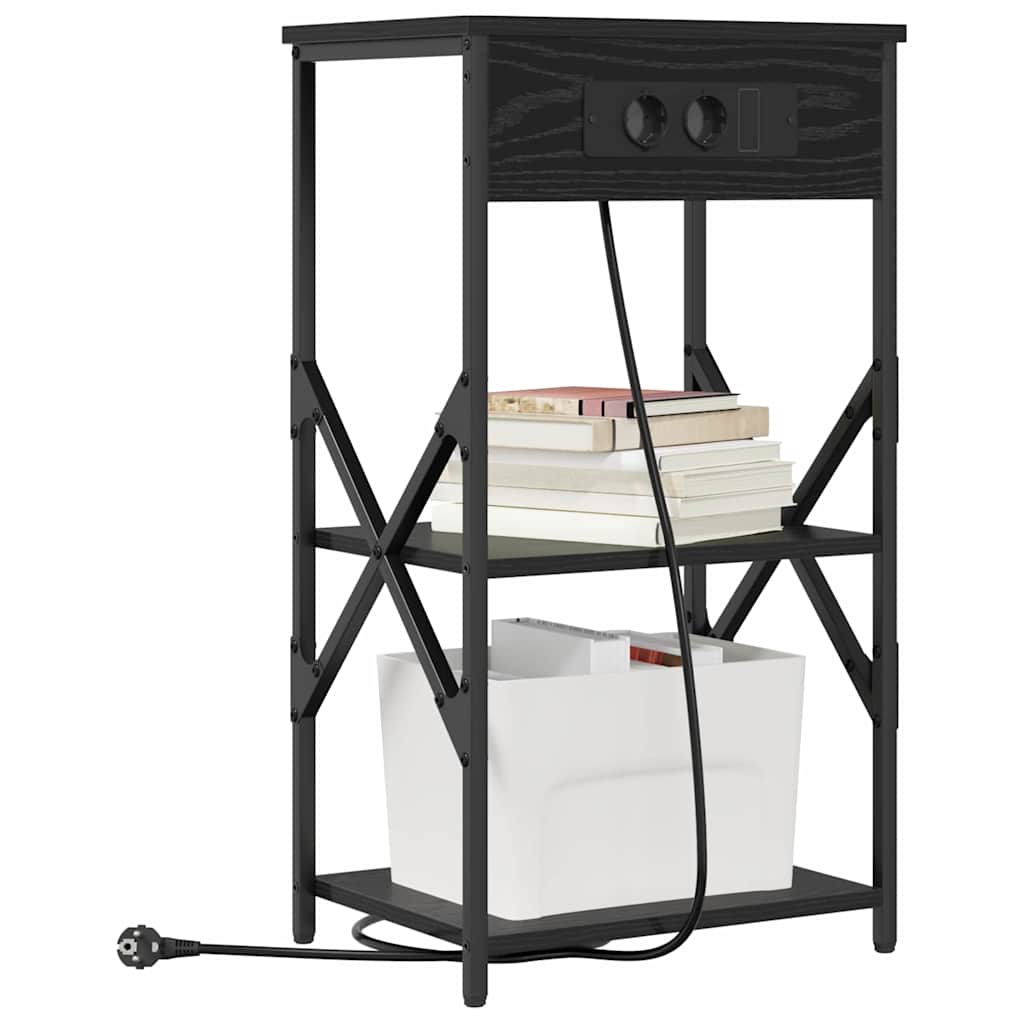 Bedside Cabinet Black oak 41 x 31 x 76 cm Engineered wood