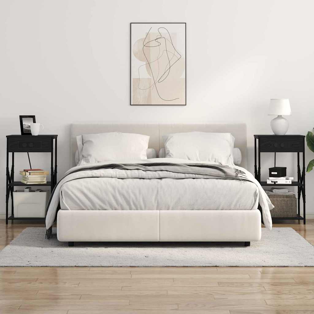 Bedside Cabinet 2 pcs Black oak 41 x 31 x 76 cm Engineered wood