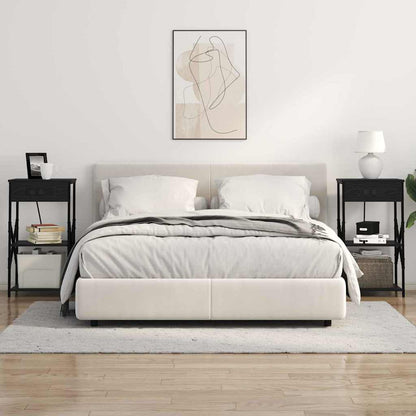 Bedside Cabinet 2 pcs Black oak 41 x 31 x 76 cm Engineered wood