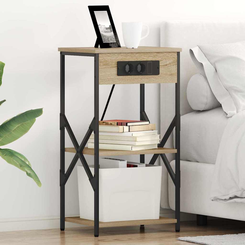 Bedside Cabinet with Shelf 2 pcs Sonoma oak 41 x 31 x 76 cm