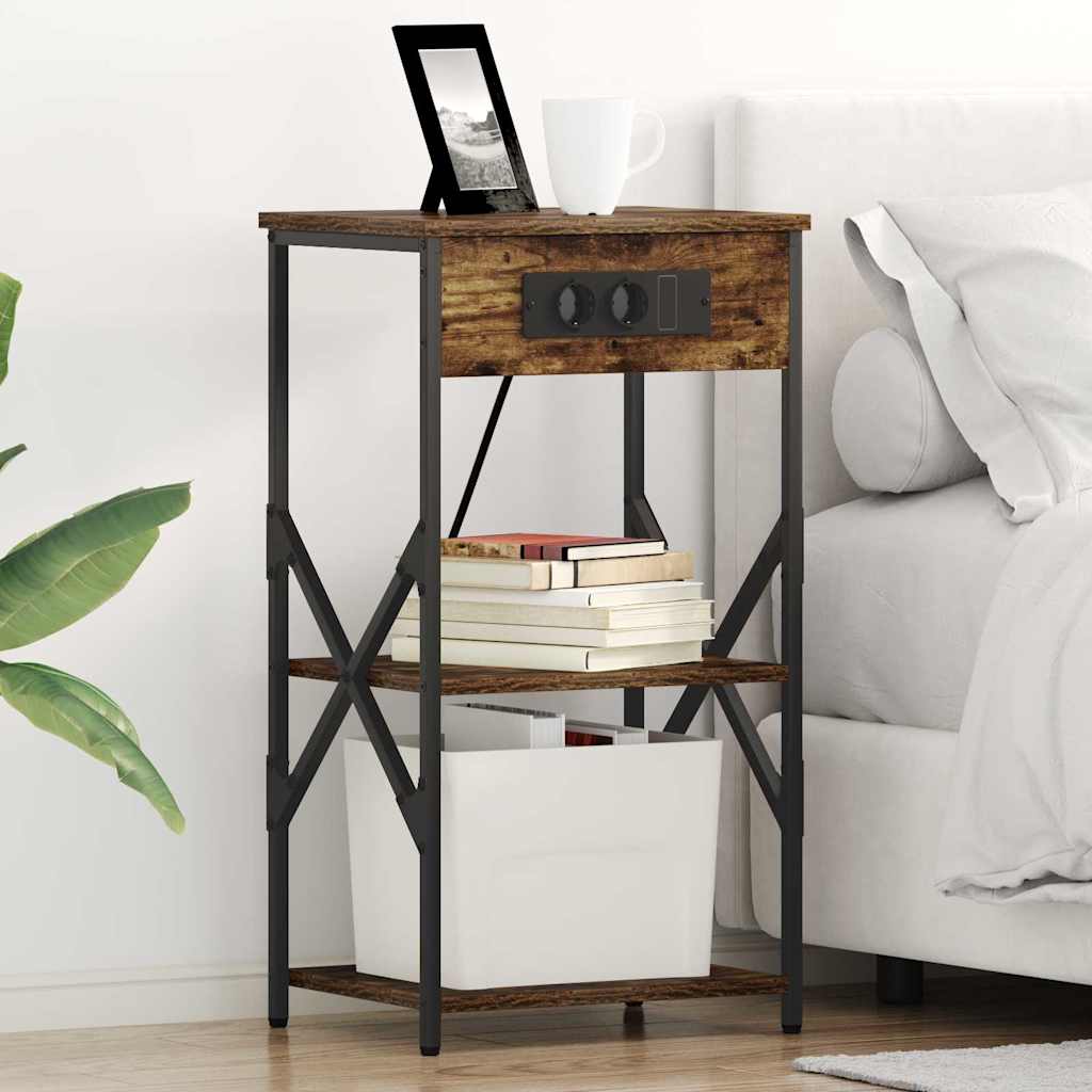 Bedside Cabinet Smoked oak 41 x 31 x 76 cm Engineered wood