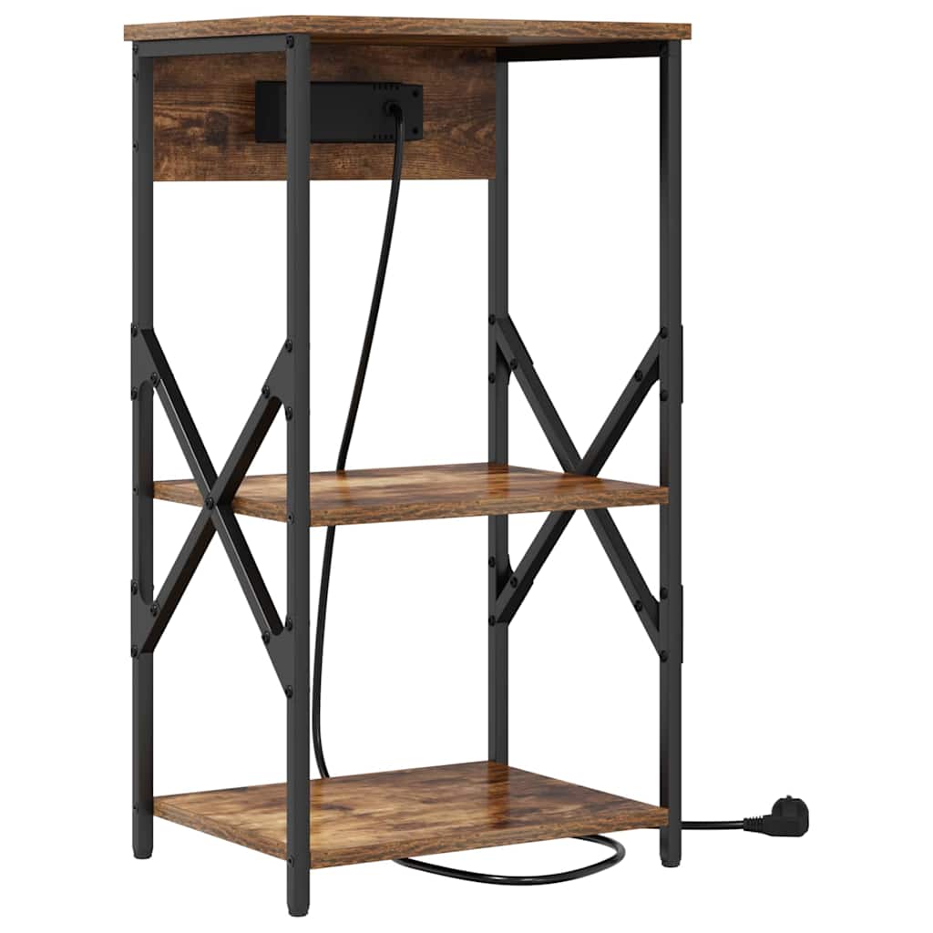 Bedside Cabinet with Shelf 2 pcs Smoked oak 41 x 31 x 76 cm