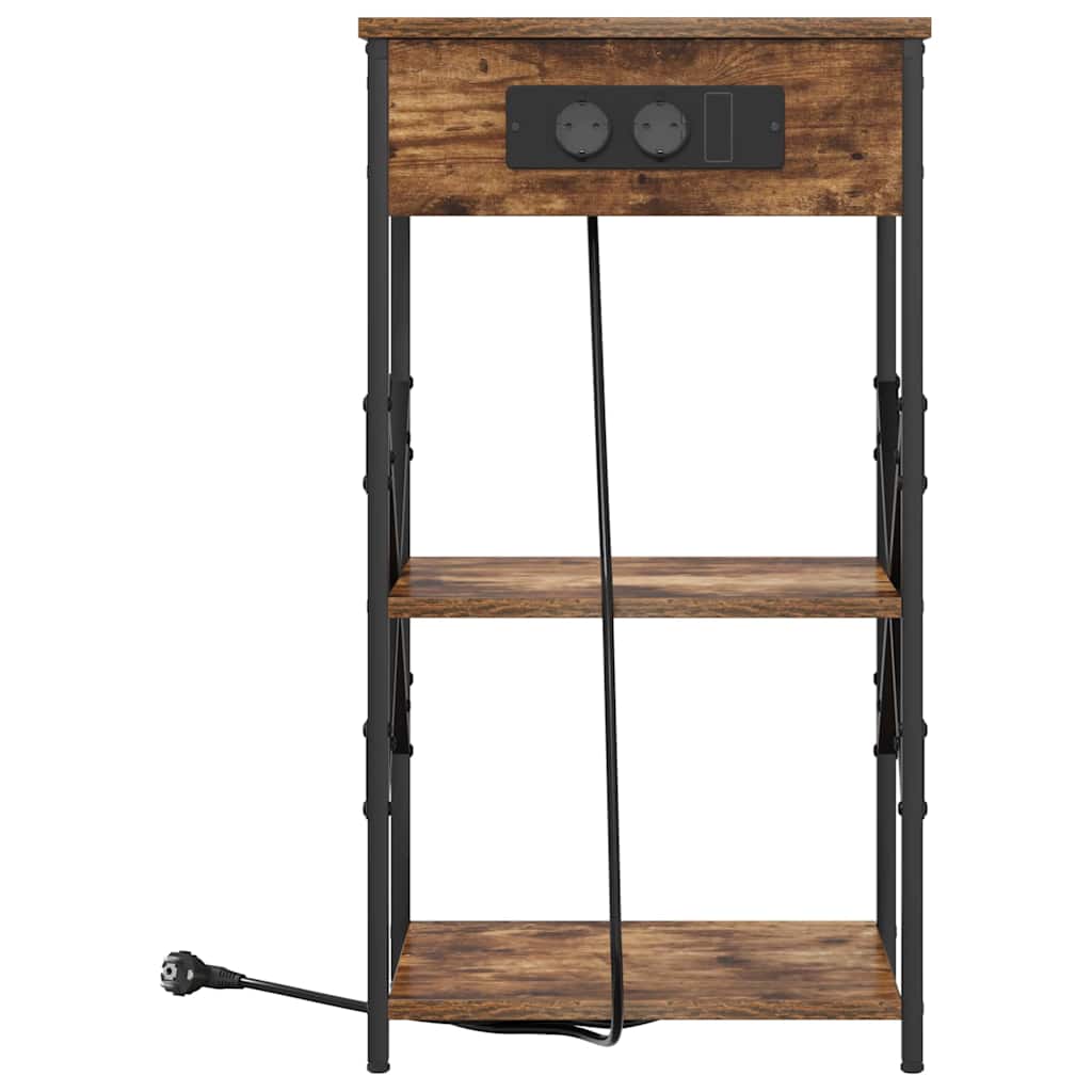 Bedside Cabinet with Shelf 2 pcs Smoked oak 41 x 31 x 76 cm