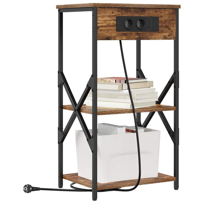 Bedside Cabinet with Shelf 2 pcs Smoked oak 41 x 31 x 76 cm