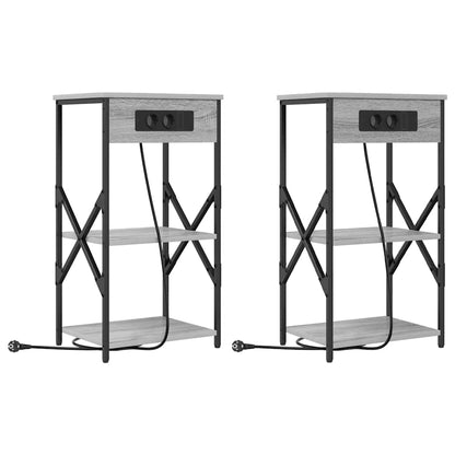 Bedside Cabinet with Shelf 2 pcs Grey sonoma 41 x 31 x 76 cm