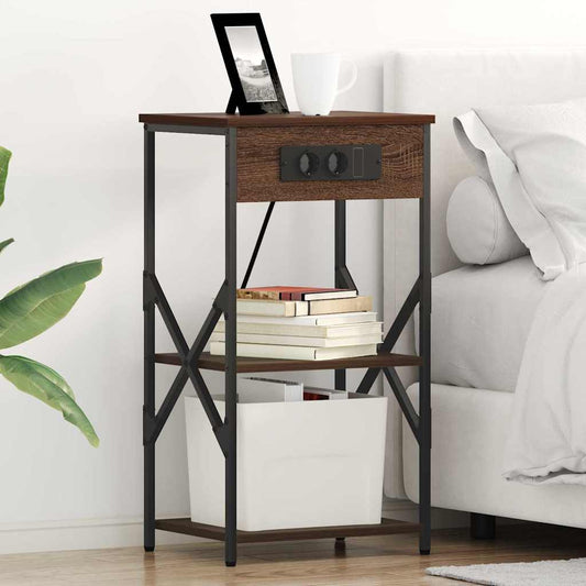 Bedside Cabinet 2 pcs Brown oak 41 x 31 x 76 cm Engineered wood