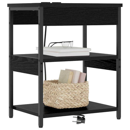 Bedside Cabinet 2 pcs Black oak Engineered wood