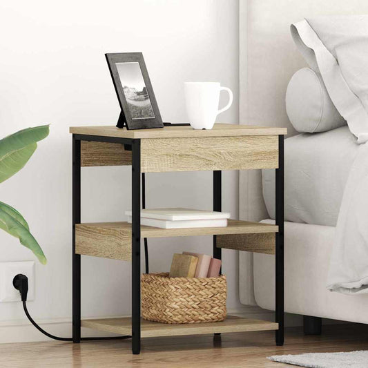 Bedside Cabinet 2 pcs Sonoma oak Engineered wood