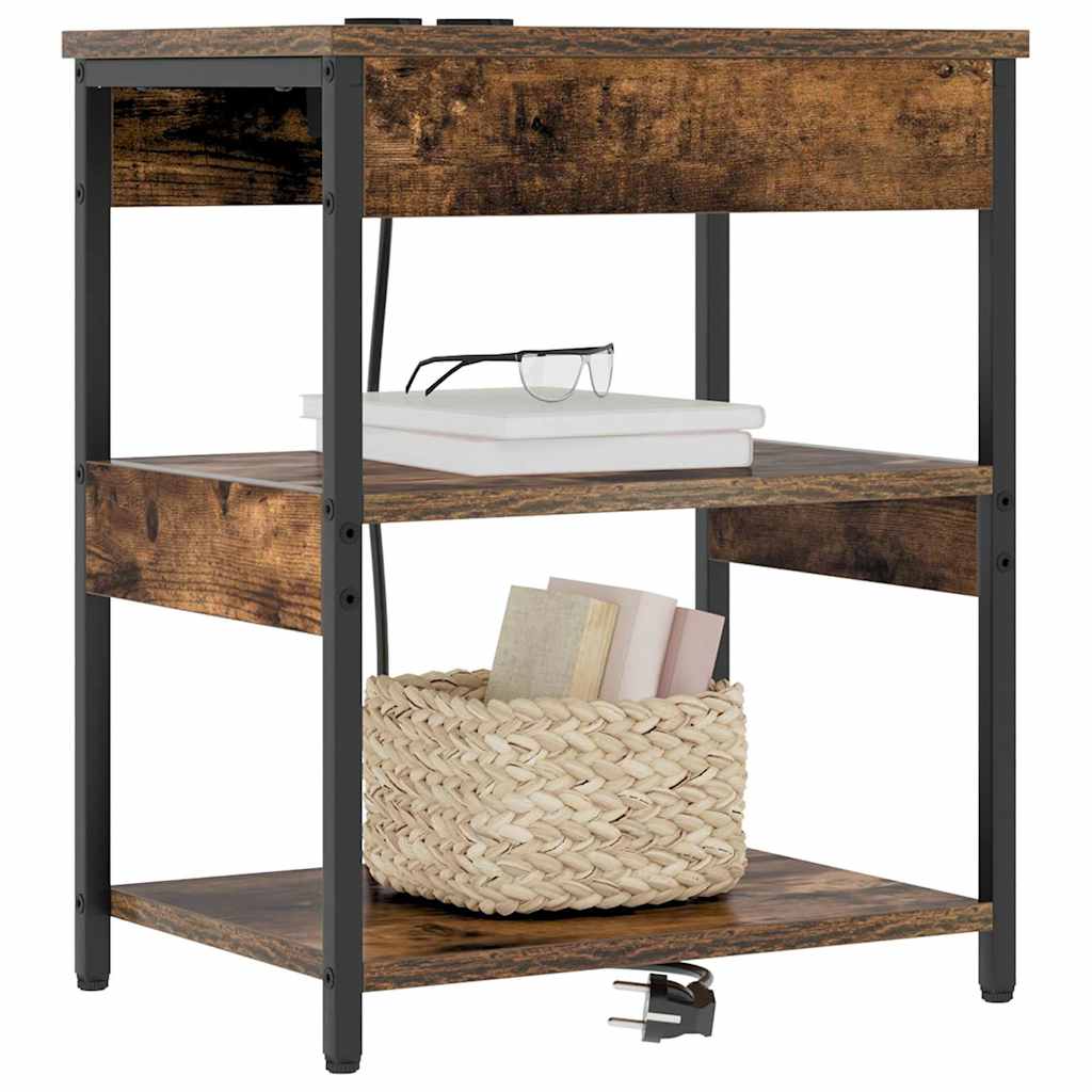 Bedside Cabinet 2 pcs Smoked oak Engineered wood